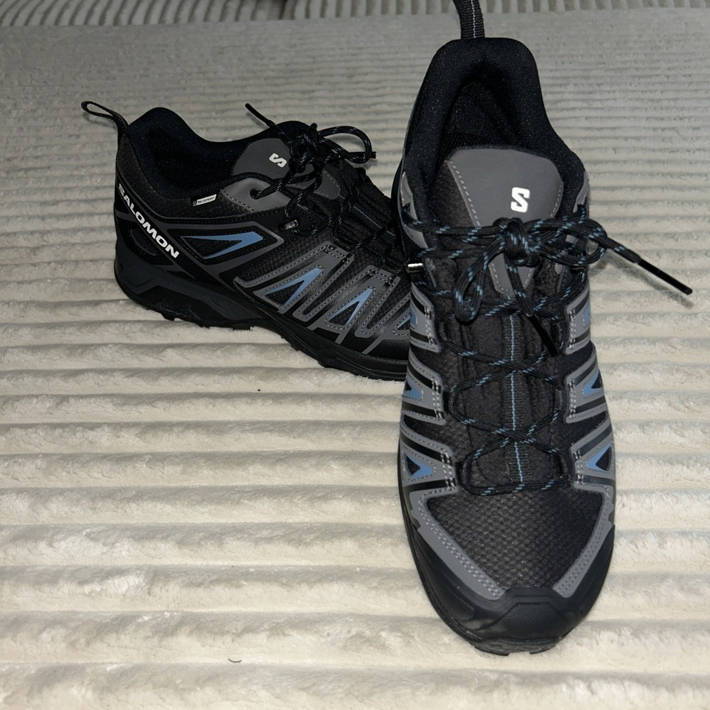 Salomon X Ultra Pioneer CSWP Men's 11.5 Hiking Shoes Waterproof Black Blue EUC